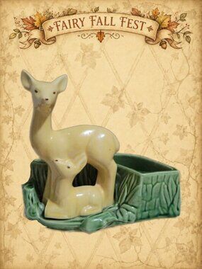 Woodland Whispers 🍃🧚‍♂️ MCM Vintage SHAWNEE Pottery Deer & Fawn Planter